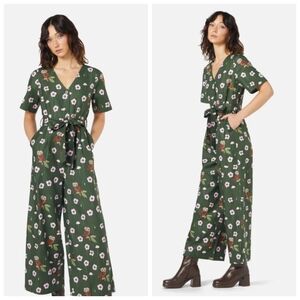 RARE Princess Highway Poppy Owl Jumpsuit Green Floral 3XL Dopamine Retro Whimsy